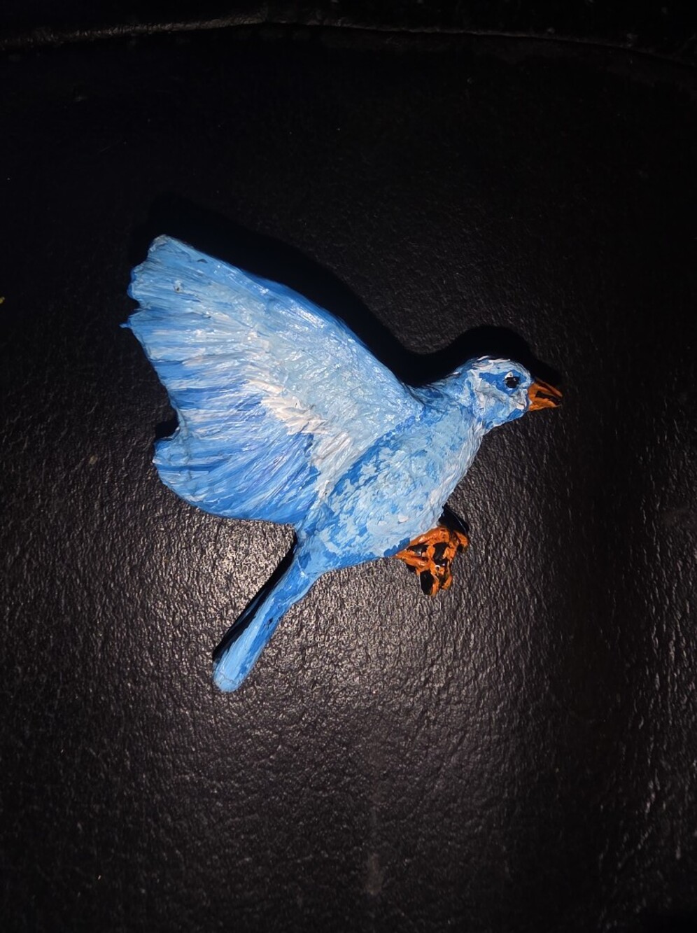Polymer Clay Flying Blue Bird Brooch Handpainted